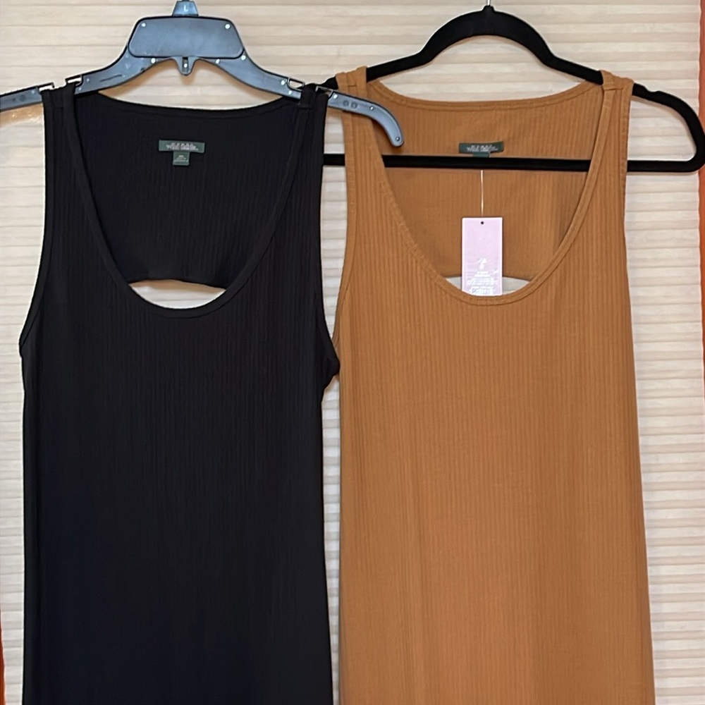 Bundle of women’s XXL swimsuit cover-up/dress one black one cognac/caramel NWT - Picture 2 of 11